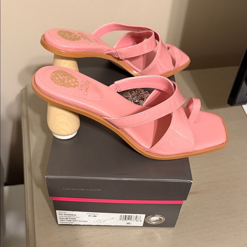 Vince Camuto Coral Pink Sculpted-Heel Slide Sandals